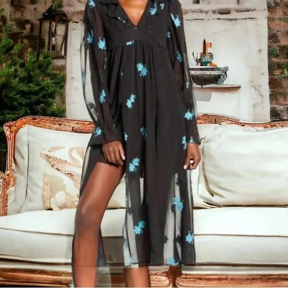 Topshop Dresses & Skirts - NEW TOPSHOP Idol Women's Size 6 Embellished Floral Long Midi Dress Chiffon